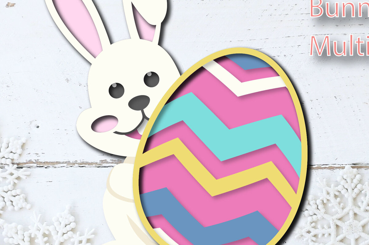 Σετ των 2 Intra απο ξύλο plywood  Χρώμα wenge 3mm-4mm πάχος - Πασχαλινό αυγό Funny Bunny Πολυστρωματική κοπή Δίασταση 15x15 cm INTRAFABR-58175114