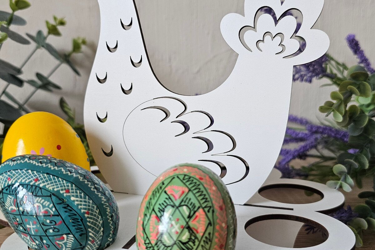 Σετ των 2 Intra απο ξύλο plywood  Χρώμα wenge 3mm-4mm πάχος - κοπής με λέιζερ θήκη πασχαλινών αυγών | Νεοσσός Δίασταση 4x4 cm INTRAFABR-121332912