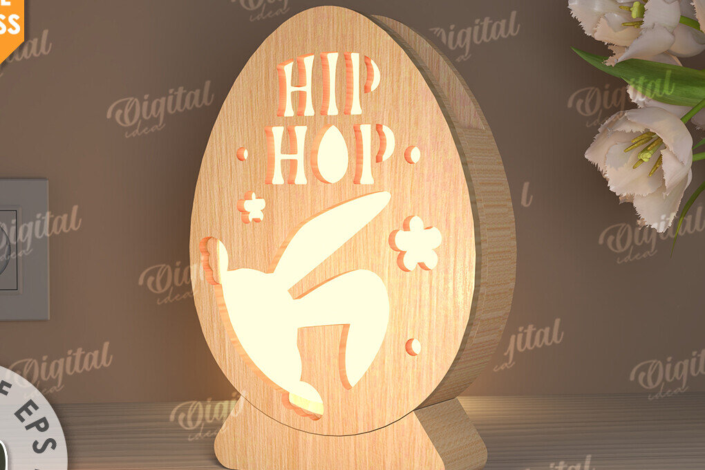 Σετ των 2 Intra απο ξύλο plywood  Χρώμα wenge 3mm-4mm πάχος - Πασχαλινό Φωτιστικό Αυγού LaserCut. Led Nightlight Δίασταση 15x15 cm INTRAFABR-71303857