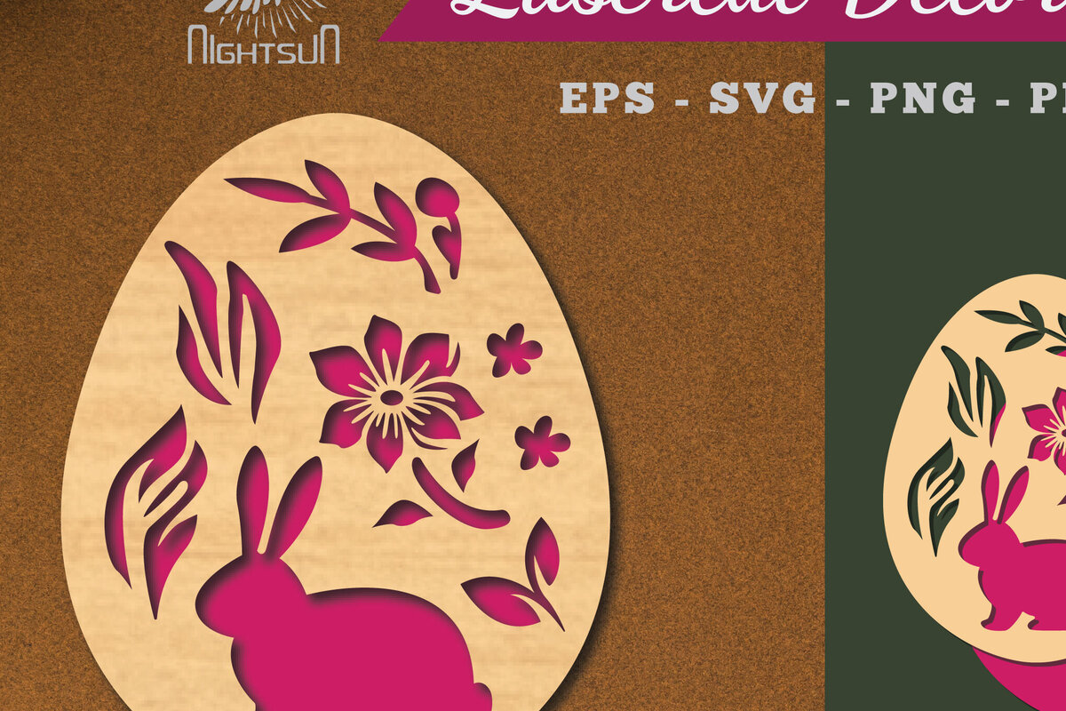 Σετ των 2 Intra απο ξύλο plywood  Χρώμα wenge 3mm-4mm πάχος - Διακόσμηση πασχαλινών αυγών κοπής με λέιζερ 1 Δίασταση 20x20 cm INTRAFABR-116324025