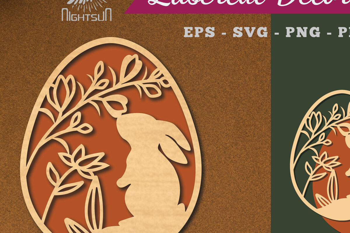 Σετ των 2 Intra απο ξύλο plywood  Χρώμα wenge 3mm-4mm πάχος - Διακόσμηση με πασχαλινό αυγό 4 Δίασταση 20x20 cm INTRAFABR-116451121