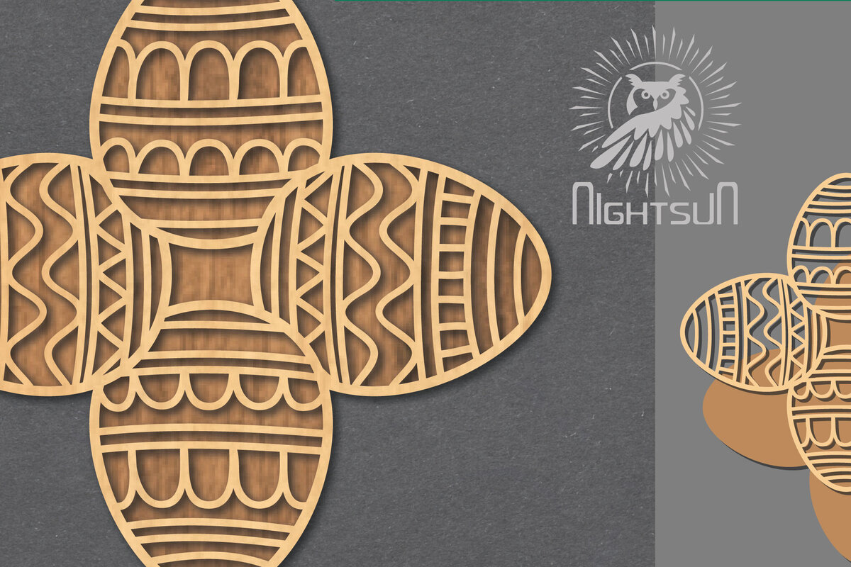 Σετ των 2 Intra απο ξύλο plywood  Χρώμα wenge 3mm-4mm πάχος - Διακόσμηση πασχαλινών αυγών κοπής με λέιζερ 5 Δίασταση 20x20 cm INTRAFABR-116451206