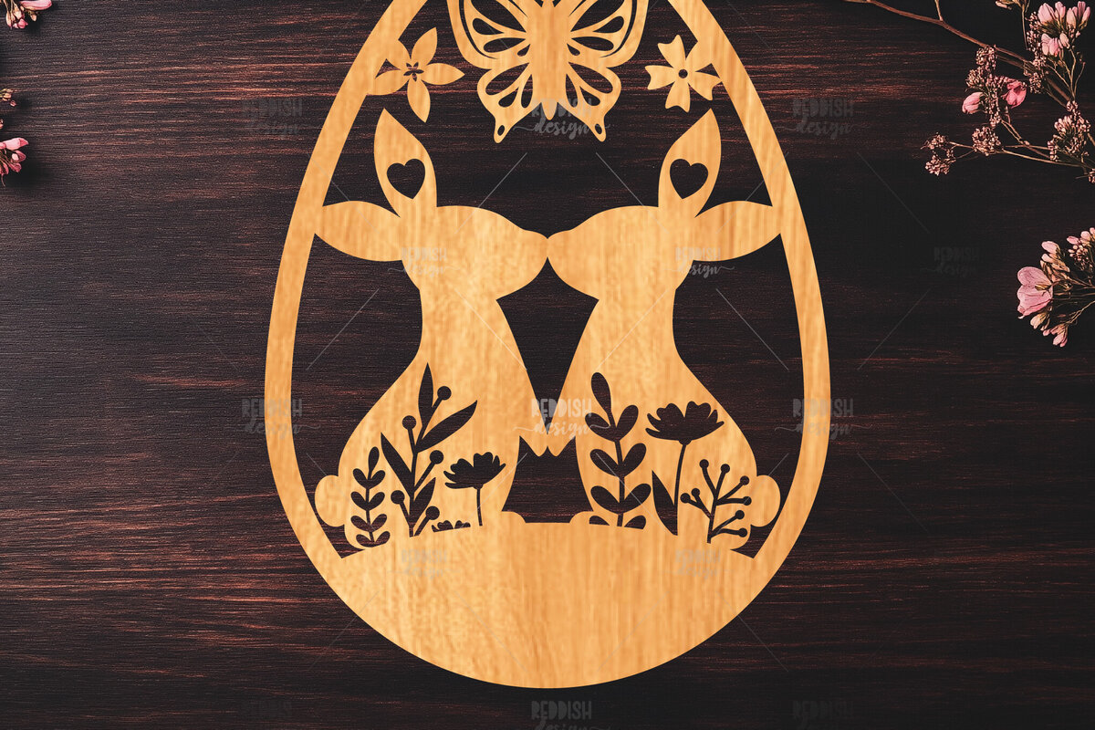 Σετ των 2 Intra απο ξύλο plywood  Χρώμα wenge 3mm-4mm πάχος - κοπής με λέιζερ πασχαλινό αυγό Δίασταση 15x15 cm INTRAFABR-116405070