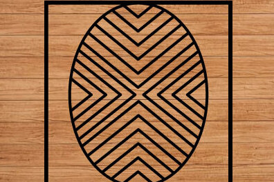 Intra απο ξύλο plywood  Χρώμα wenge 3mm-4mm πάχος - Πασχαλινό αυγό με λέιζερ κομμένο λαγουδάκι Τέχνη τοίχου Δίασταση 40x50 cm INTRAFABR-51007045