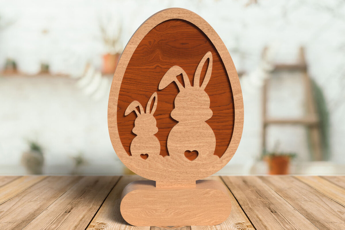 Σετ των 2 Intra απο ξύλο plywood  Χρώμα wenge 3mm-4mm πάχος - κοπής με λέιζερ Πασχαλινό αυγό Δίασταση 6x6 cm INTRAFABR-106698381