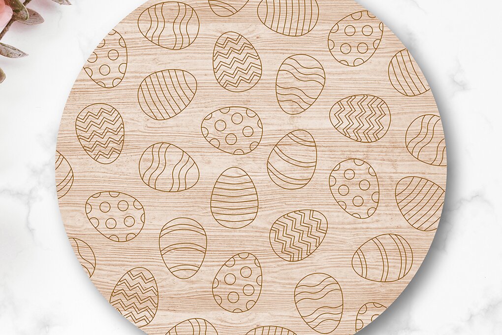 Σετ των 2 Intra απο ξύλο plywood  Χρώμα wenge 3mm-4mm πάχος - Μοτίβο βαθμολογίας λέιζερ πασχαλινών αυγών Δίασταση 20x20 cm INTRAFABR-116008925