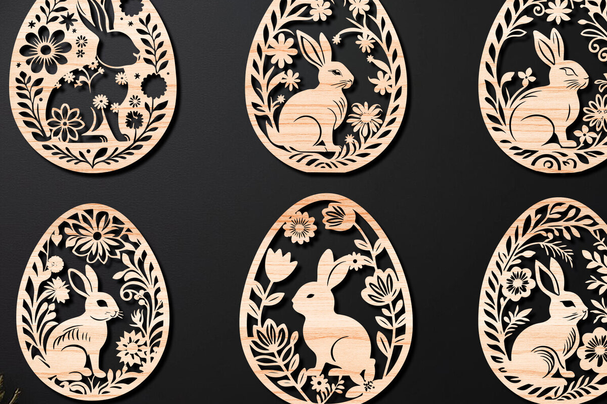 Σετ των 2 Intra απο ξύλο plywood  Χρώμα wenge 3mm-4mm πάχος - Πασχαλινό Αυγό LaserCut Δίασταση 4x4 cm INTRAFABR-123688044