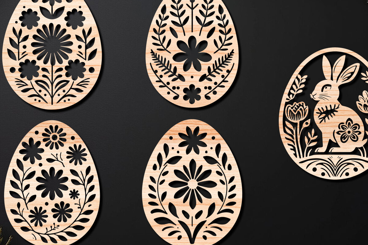 Σετ των 2 Intra απο ξύλο plywood  Χρώμα wenge 3mm-4mm πάχος - Πασχαλινό Αυγό LaserCut Δίασταση 4x4 cm INTRAFABR-123718917