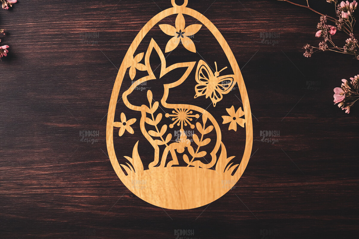 Σετ των 2 Intra απο ξύλο plywood  Χρώμα wenge 3mm-4mm πάχος - κοπής με λέιζερ στολίδι Πασχαλινό αυγό Δίασταση 6x6 cm INTRAFABR-104160390