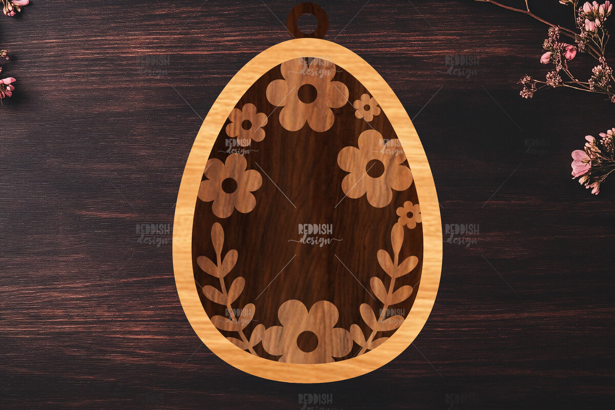 Σετ των 2 Intra απο ξύλο plywood  Χρώμα wenge 3mm-4mm πάχος - κοπής με λέιζερ στολίδι Πασχαλινό αυγό Δίασταση 6x6 cm INTRAFABR-100229950