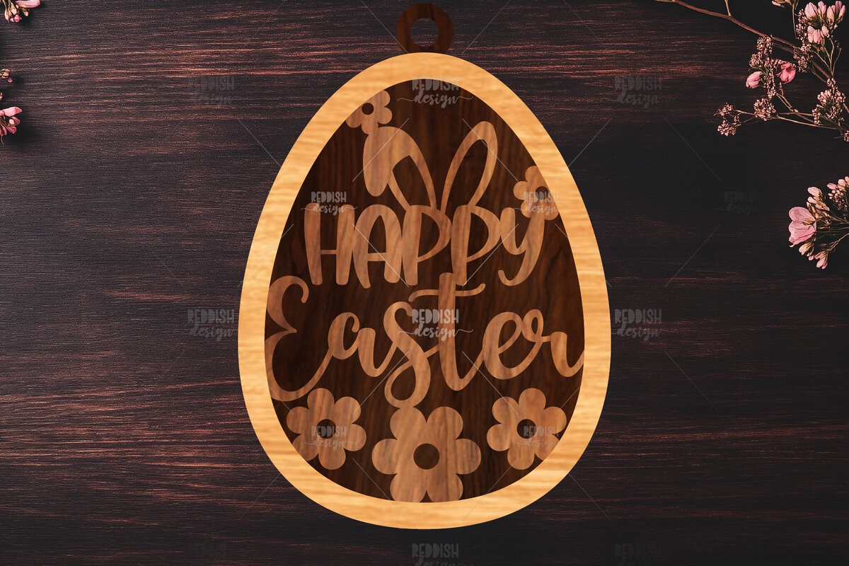 Σετ των 2 Intra απο ξύλο plywood  Χρώμα wenge 3mm-4mm πάχος - κοπής με λέιζερ στολίδι Πασχαλινό αυγό Δίασταση 6x6 cm INTRAFABR-100229956