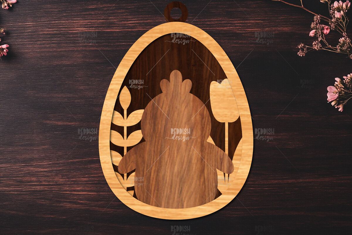 Σετ των 2 Intra απο ξύλο plywood  Χρώμα wenge 3mm-4mm πάχος - κοπής με λέιζερ στολίδι Πασχαλινό αυγό Δίασταση 6x6 cm INTRAFABR-100229967