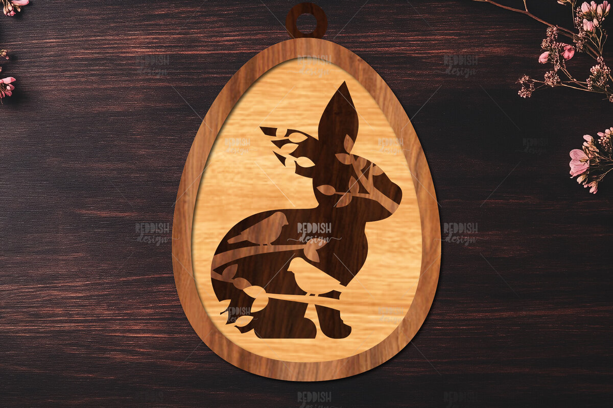 Σετ των 2 Intra απο ξύλο plywood  Χρώμα wenge 3mm-4mm πάχος - κοπής με λέιζερ στολίδι Πασχαλινό αυγό Δίασταση 6x6 cm INTRAFABR-100514426