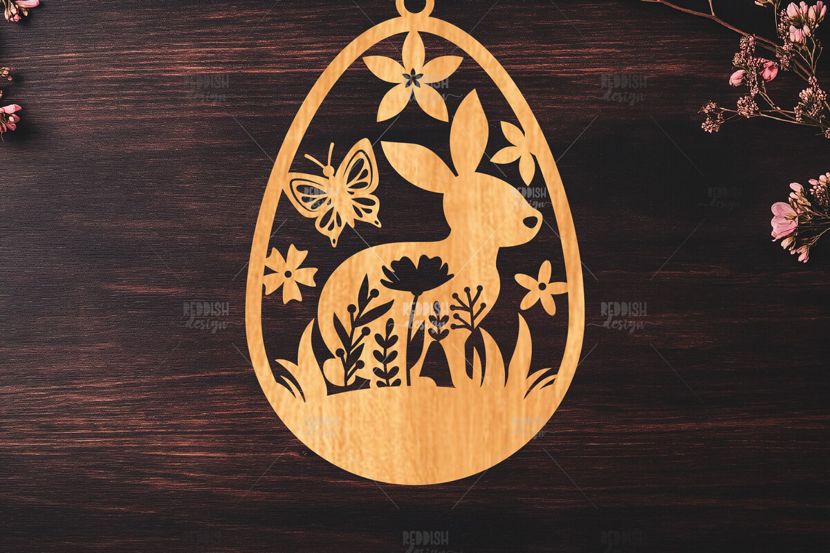 Σετ των 2 Intra απο ξύλο plywood  Χρώμα wenge 3mm-4mm πάχος - κοπής με λέιζερ στολίδι Πασχαλινό αυγό Δίασταση 6x6 cm INTRAFABR-70535791