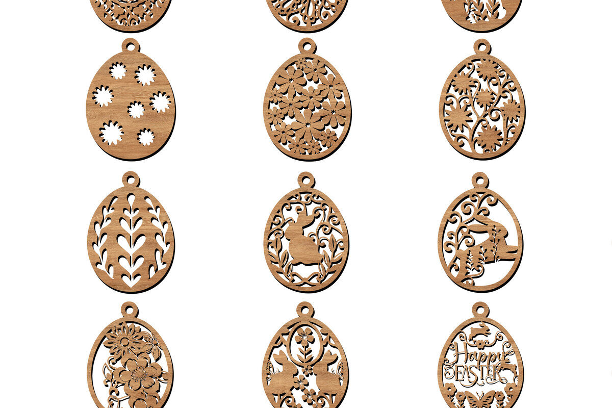 Σετ των 2 Intra απο ξύλο plywood  Χρώμα wenge 3mm-4mm πάχος - Μενταγιόν Πασχαλινών Αυγών με λέιζερ Δίασταση 4x4 cm INTRAFABR-120885518