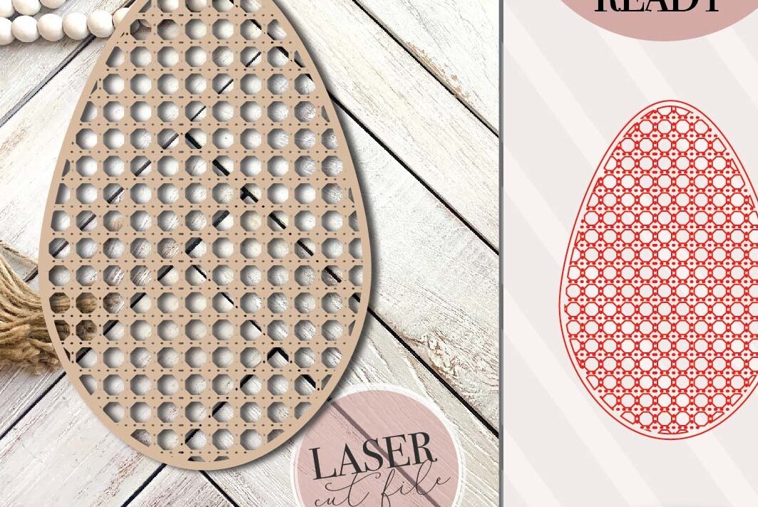 Σετ των 2 Intra απο ξύλο plywood  Χρώμα wenge 3mm-4mm πάχος - Πασχαλινό αυγό Rattan Laser Δίασταση 6x6 cm INTRAFABR-103861216