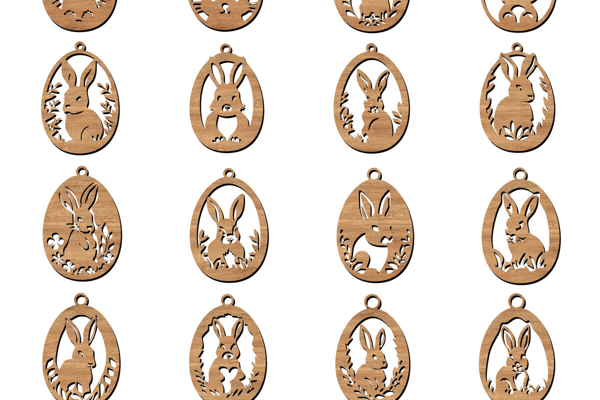 Σετ των 2 Intra απο ξύλο plywood  Χρώμα wenge 3mm-4mm πάχος - Πασχαλινά στολίδια κομμένα με λέιζερ σε σχήμα αυγού Δίασταση 6x6 cm INTRAFABR-100052000