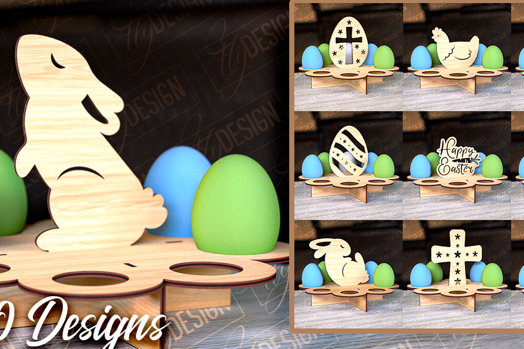 Σετ των 2 Intra απο ξύλο plywood  Χρώμα wenge 3mm-4mm πάχος - Πασχαλινό Αυγοστάσιο | με βάση αυγών Δίασταση 15x15 cm INTRAFABR-99982570