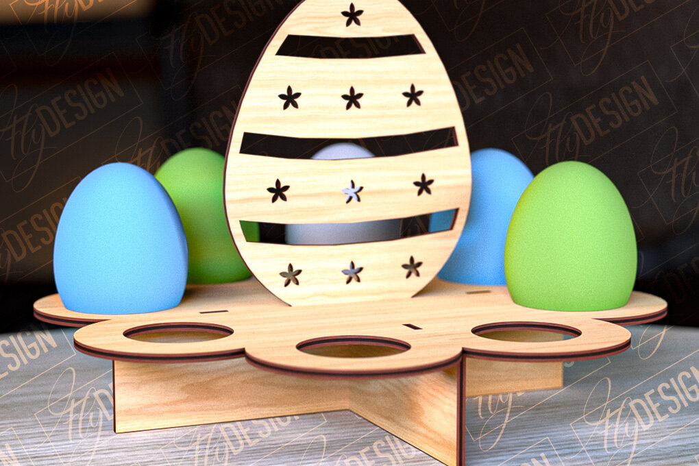 Σετ των 2 Intra απο ξύλο plywood  Χρώμα wenge 3mm-4mm πάχος - Πασχαλινό Αυγοστάσιο | με βάση αυγών Δίασταση 15x15 cm INTRAFABR-99982559