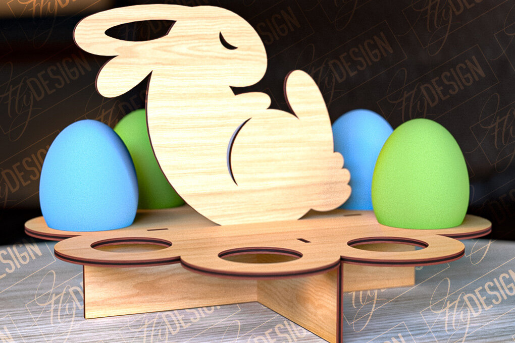 Σετ των 2 Intra απο ξύλο plywood  Χρώμα wenge 3mm-4mm πάχος - Πασχαλινό Αυγοστάσιο | με βάση αυγών Δίασταση 15x15 cm INTRAFABR-99992432