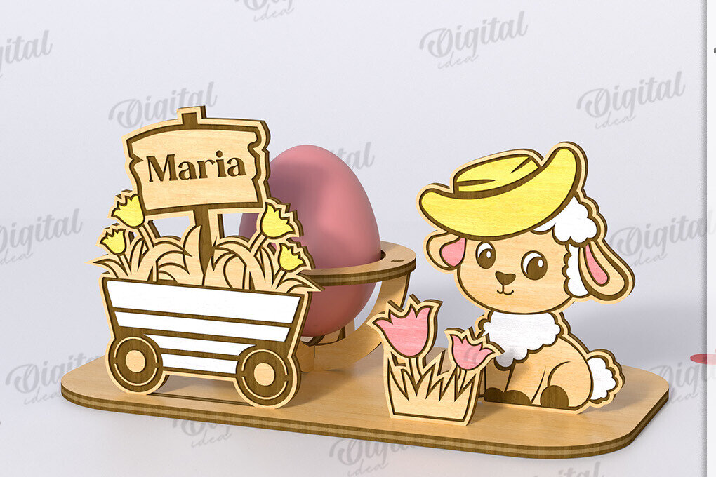 Σετ των 2 Intra απο ξύλο plywood  Χρώμα wenge 3mm-4mm πάχος - Πασχαλινό Αυγό Βάση LaserCut. 3D Αυγοθήκη Δίασταση 15x15 cm INTRAFABR-115719613