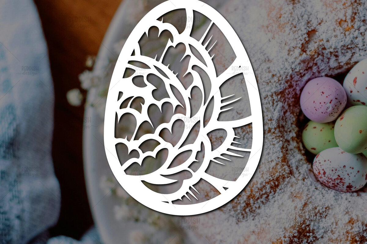 Σετ των 2 Intra απο ξύλο plywood  Χρώμα wenge 3mm-4mm πάχος - Πασχαλινό αυγό I Σχέδιο κοπής χαρτιού Δίασταση 15x15 cm INTRAFABR-102579804