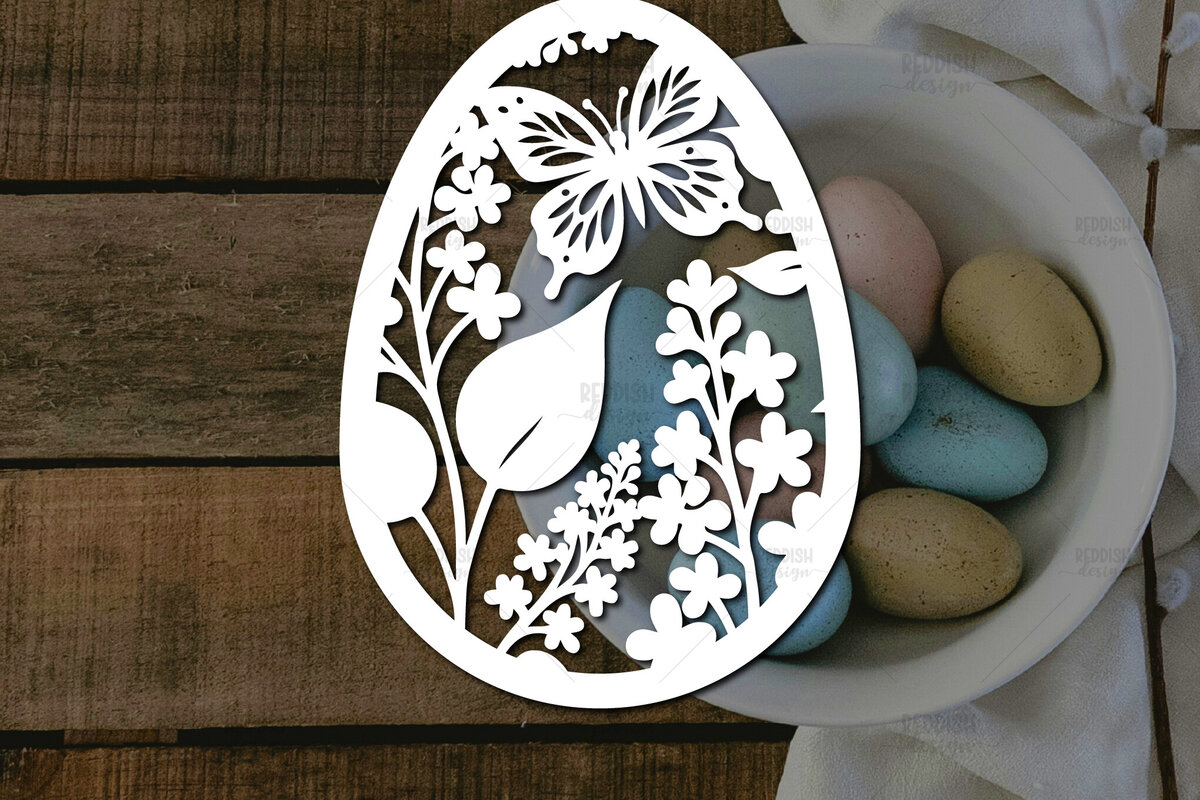 Σετ των 2 Intra απο ξύλο plywood  Χρώμα wenge 3mm-4mm πάχος - Πασχαλινό αυγό I Σχέδιο κοπής χαρτιού Δίασταση 15x15 cm INTRAFABR-120768213