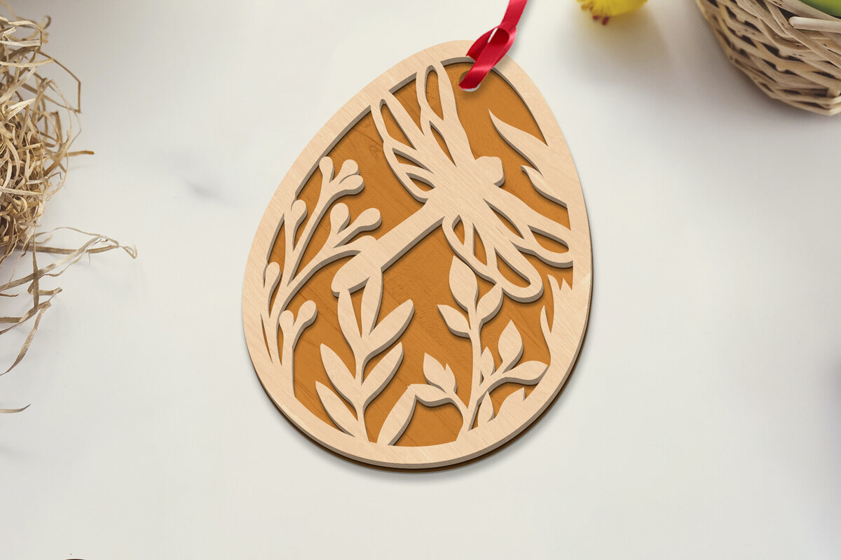 Σετ των 2 Intra απο ξύλο plywood  Χρώμα wenge 3mm-4mm πάχος - Πρότυπο λιβελλούλης ετικέτας πασχαλινών αυγών Δίασταση 3x4 cm INTRAFABR-120899044