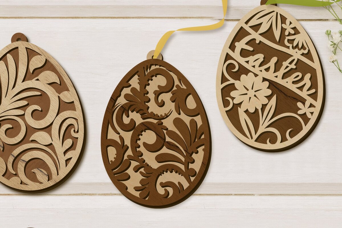 Σετ των 2 Intra απο ξύλο plywood  Χρώμα wenge 3mm-4mm πάχος - Πακέτο ετικετών πασχαλινών αυγών, πρότυπο σε στρώσεις Δίασταση 3x4 cm INTRAFABR-99122432