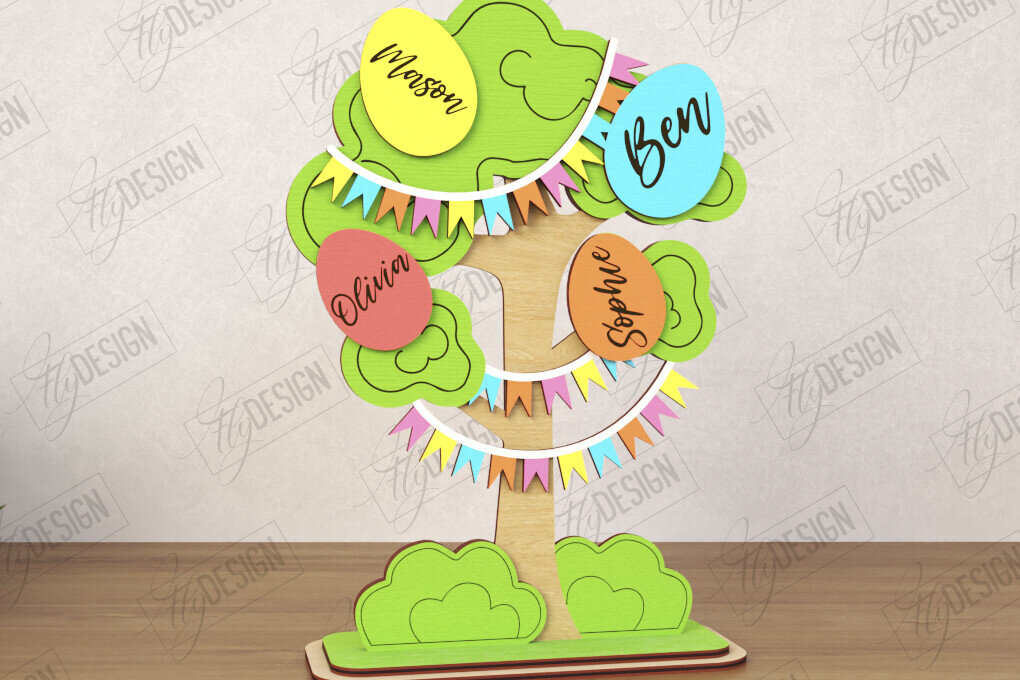 Σετ των 2 Intra απο ξύλο plywood  Χρώμα wenge 3mm-4mm πάχος - Πασχαλινό Αυγό | Πασχαλινό Οικογενειακό Δέντρο Δίασταση 15x15 cm INTRAFABR-114687596