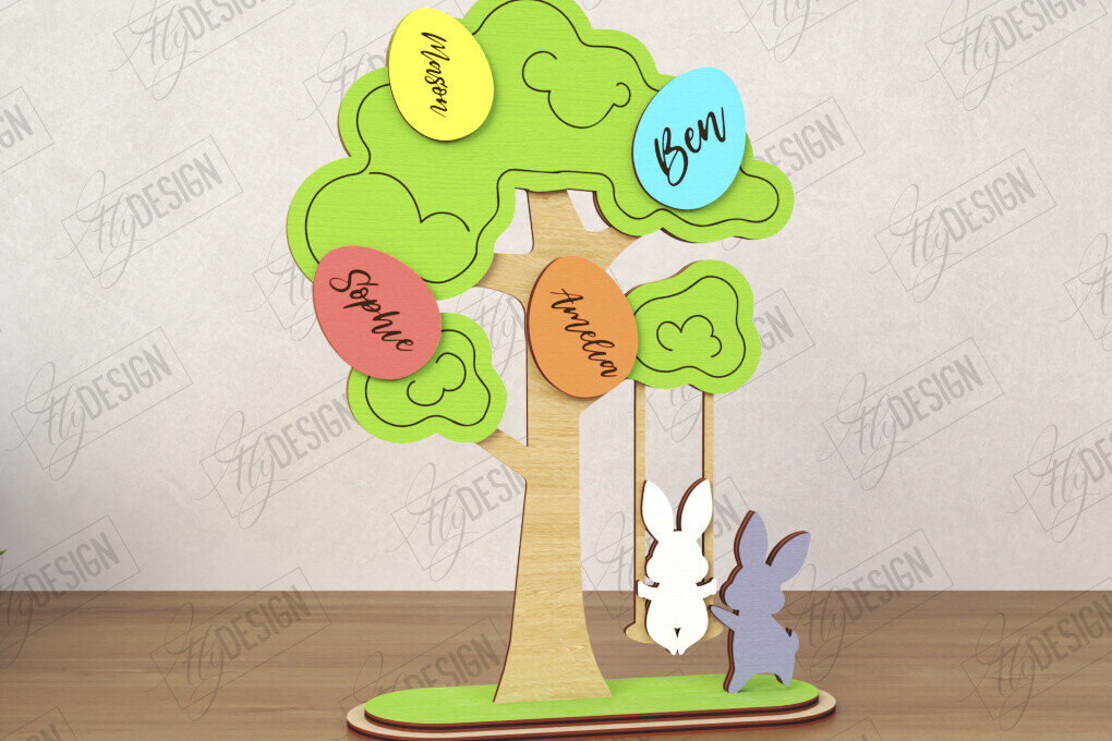 Σετ των 2 Intra απο ξύλο plywood  Χρώμα wenge 3mm-4mm πάχος - Πασχαλινό Αυγό | Πασχαλινό Οικογενειακό Δέντρο|CNC Δίασταση 15x15 cm INTRAFABR-114174951