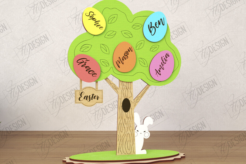 Σετ των 2 Intra απο ξύλο plywood  Χρώμα wenge 3mm-4mm πάχος - Πασχαλινό Αυγό | Πασχαλινό Οικογενειακό Δέντρο|CNC Δίασταση 15x15 cm INTRAFABR-114148277