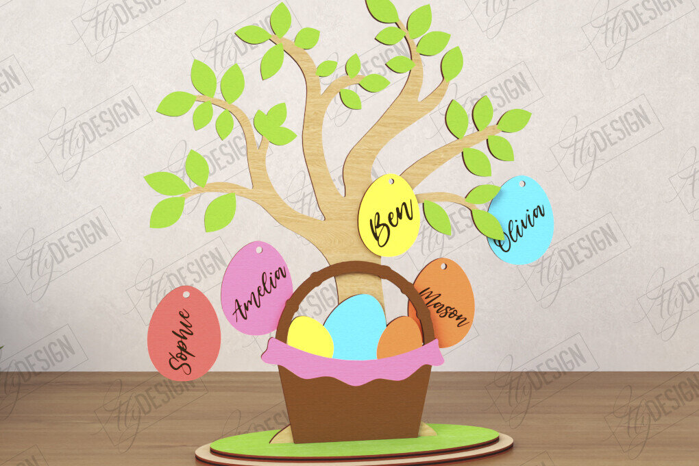 Σετ των 2 Intra απο ξύλο plywood  Χρώμα wenge 3mm-4mm πάχος - Πασχαλινό Αυγό | Πασχαλινό Οικογενειακό Δέντρο|CNC Δίασταση 15x15 cm INTRAFABR-113995915