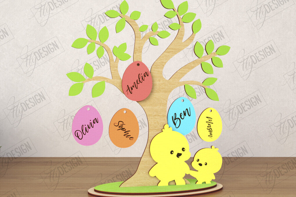 Σετ των 2 Intra απο ξύλο plywood  Χρώμα wenge 3mm-4mm πάχος - Πασχαλινό Αυγό | Πασχαλινό Οικογενειακό Δέντρο|CNC Δίασταση 15x15 cm INTRAFABR-79673564