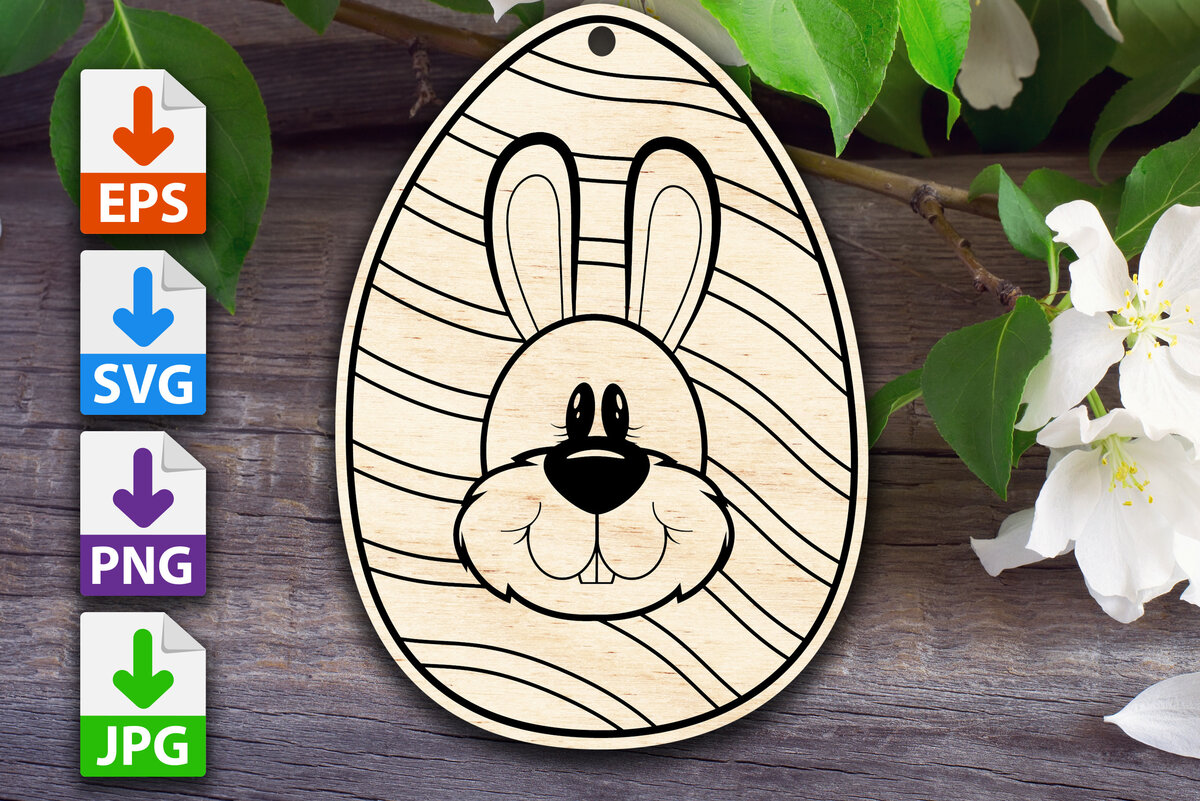 Σετ των 2 Intra απο ξύλο plywood  Χρώμα wenge 3mm-4mm πάχος - Πασχαλινό αυγό με κουνέλι Δίασταση 15x15 cm INTRAFABR-100811850