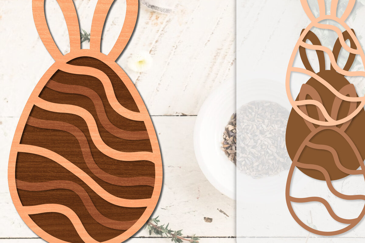 Σετ των 2 Intra απο ξύλο plywood  Χρώμα wenge 3mm-4mm πάχος - Πασχαλινά αυγά με λέιζερ Δίασταση 20x20 cm INTRAFABR-77929565