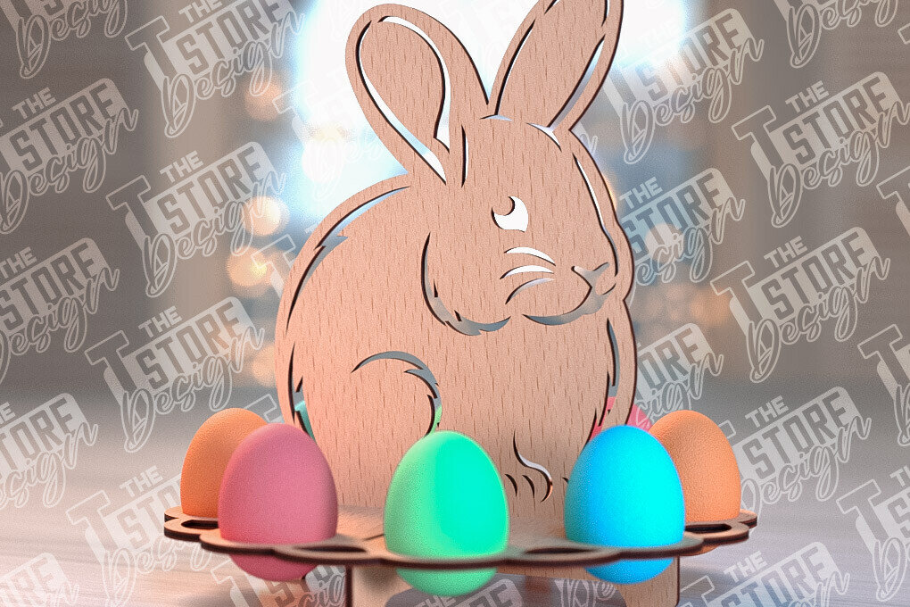 Σετ των 2 Intra απο ξύλο plywood  Χρώμα wenge 3mm-4mm πάχος - Πάσχα Αυγά Στάση | Αυγά Stand Κόψτε με λέιζερ Δίασταση 15x15 cm INTRAFABR-77823386