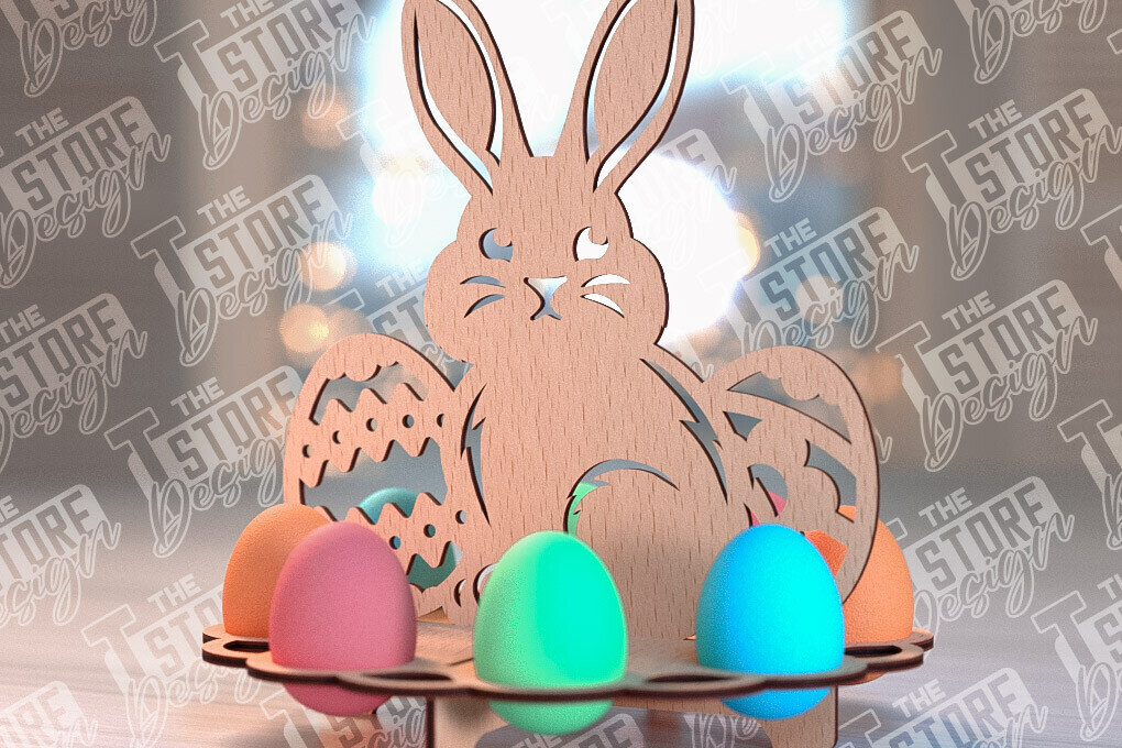 Σετ των 2 Intra απο ξύλο plywood  Χρώμα wenge 3mm-4mm πάχος - Πάσχα Αυγά Στάση | Αυγά Stand Κόψτε με λέιζερ Δίασταση 15x15 cm INTRAFABR-90101381