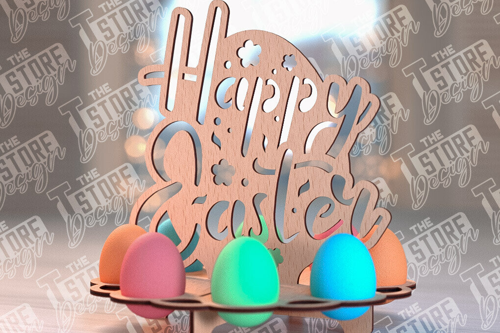 Σετ των 2 Intra απο ξύλο plywood  Χρώμα wenge 3mm-4mm πάχος - Πάσχα Αυγά Στάση | Αυγά Stand Κόψτε με λέιζερ Δίασταση 15x15 cm INTRAFABR-92215605