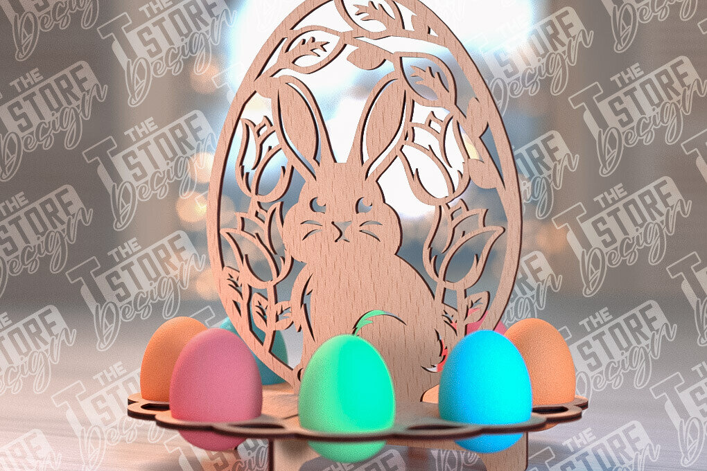 Σετ των 2 Intra απο ξύλο plywood  Χρώμα wenge 3mm-4mm πάχος - Πάσχα Αυγά Στάση | Αυγά Stand Κόψτε με λέιζερ Δίασταση 15x15 cm INTRAFABR-92051071