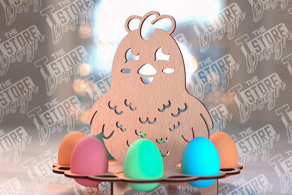 Σετ των 2 Intra απο ξύλο plywood  Χρώμα wenge 3mm-4mm πάχος - Πάσχα Αυγά Στάση | Αυγά Stand Κόψτε με λέιζερ Δίασταση 15x15 cm INTRAFABR-92051078