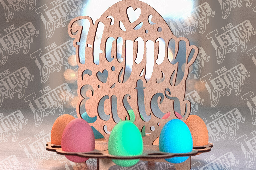 Σετ των 2 Intra απο ξύλο plywood  Χρώμα wenge 3mm-4mm πάχος - Πάσχα Αυγά Στάση | Αυγά Stand Κόψτε με λέιζερ Δίασταση 15x15 cm INTRAFABR-92051089