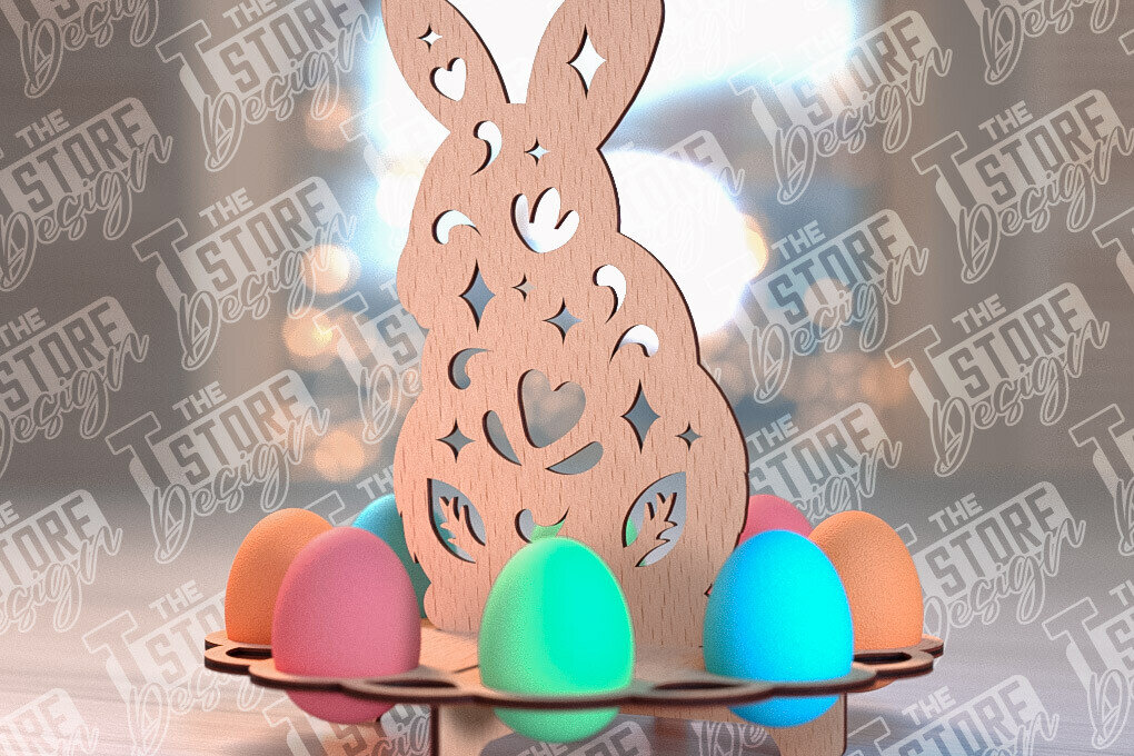 Σετ των 2 Intra απο ξύλο plywood  Χρώμα wenge 3mm-4mm πάχος - Πάσχα Αυγά Στάση | Αυγά Stand Κόψτε με λέιζερ Δίασταση 15x15 cm INTRAFABR-92051098