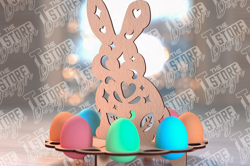 Σετ των 2 Intra απο ξύλο plywood  Χρώμα wenge 3mm-4mm πάχος - Πάσχα Αυγά Στάση | Αυγά Stand Κόψτε με λέιζερ Δίασταση 15x15 cm INTRAFABR-92051107