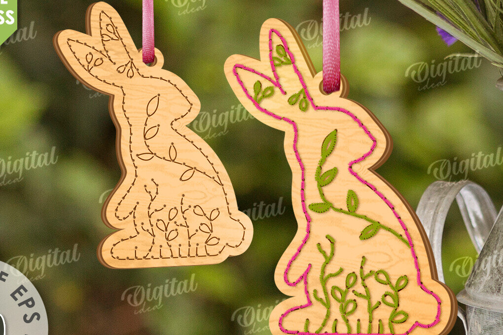 Σετ των 2 Intra απο ξύλο plywood  Χρώμα wenge 3mm-4mm πάχος - Πασχαλινά κενά κεντήματα με λέιζερ Δίασταση 15x15 cm INTRAFABR-92051060