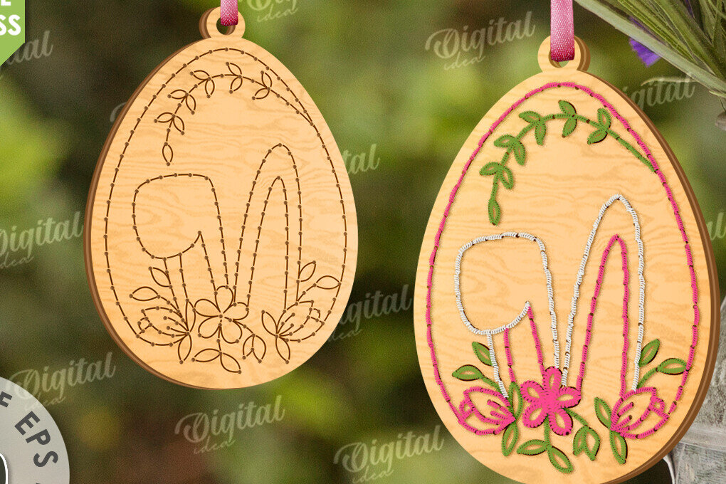 Σετ των 2 Intra απο ξύλο plywood  Χρώμα wenge 3mm-4mm πάχος - Πασχαλινά κενά κεντήματα με λέιζερ Δίασταση 15x15 cm INTRAFABR-41325090