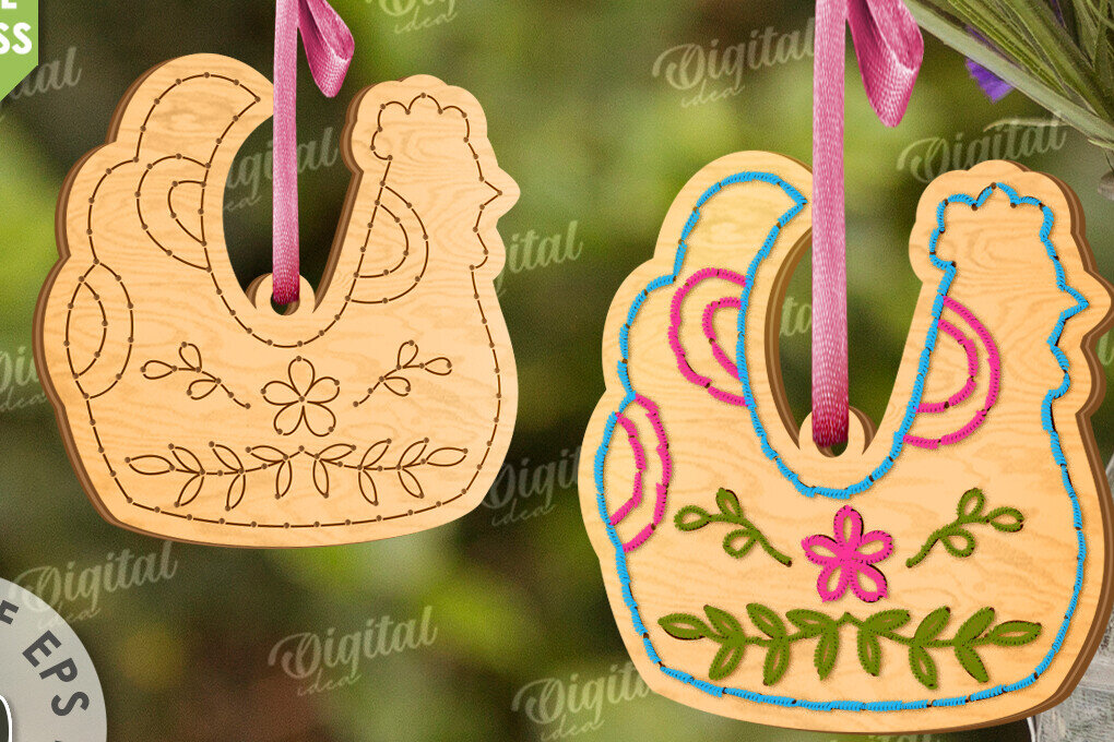 Σετ των 2 Intra απο ξύλο plywood  Χρώμα wenge 3mm-4mm πάχος - Πασχαλινά κενά κεντήματα με λέιζερ Δίασταση 15x15 cm INTRAFABR-41325110