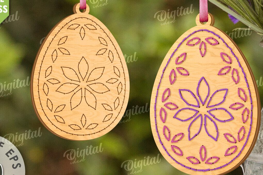 Σετ των 2 Intra απο ξύλο plywood  Χρώμα wenge 3mm-4mm πάχος - Πασχαλινά κενά κεντήματα με λέιζερ Δίασταση 15x15 cm INTRAFABR-41325143