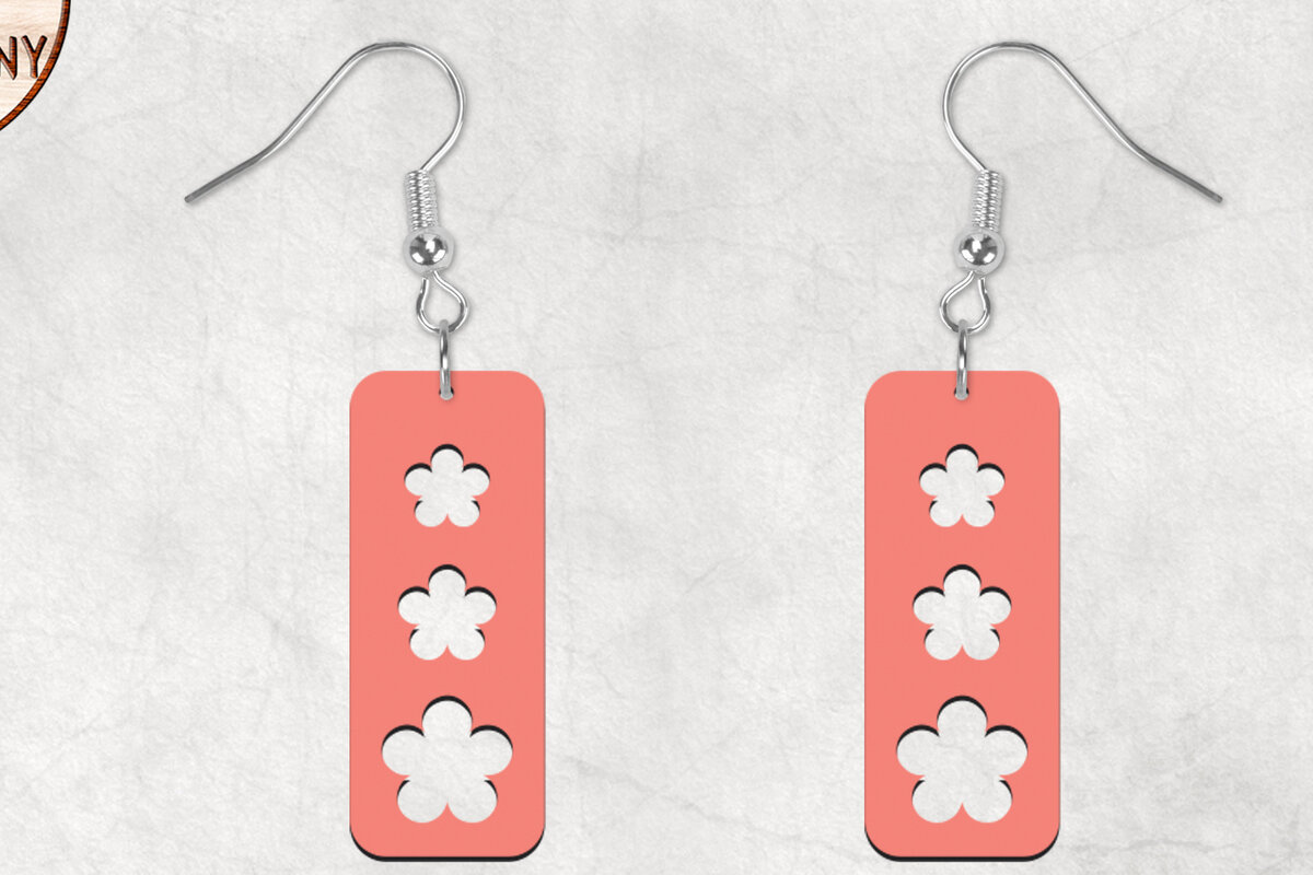 Σετ των 3 Intra απο ξύλο plywood  Χρώμα wenge 3mm-4mm πάχος - Πασχαλινά λουλούδια Boho σκουλαρίκια Δίασταση 3x3 cm INTRAFABR-70822534