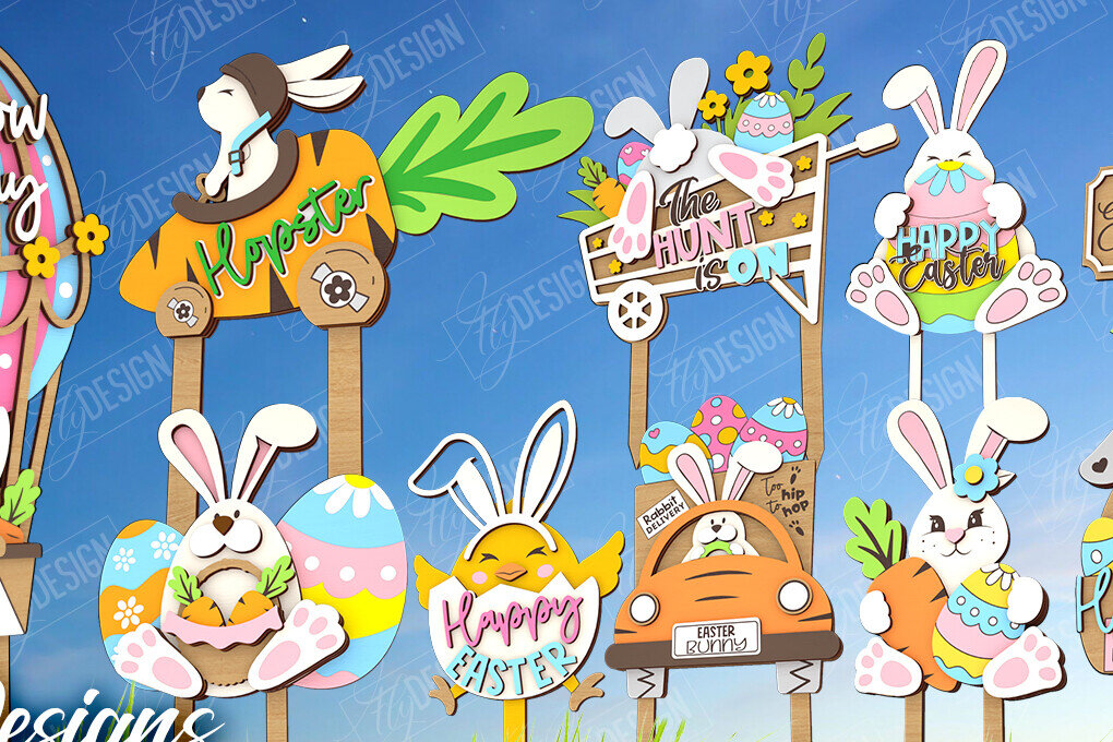 Σετ των 2 Intra απο ξύλο plywood  Χρώμα wenge 3mm-4mm πάχος - Πακέτο Πασχαλινών Κήπου | Πάσσαλος γκαζόν Δίασταση 15x15 cm INTRAFABR-109267342